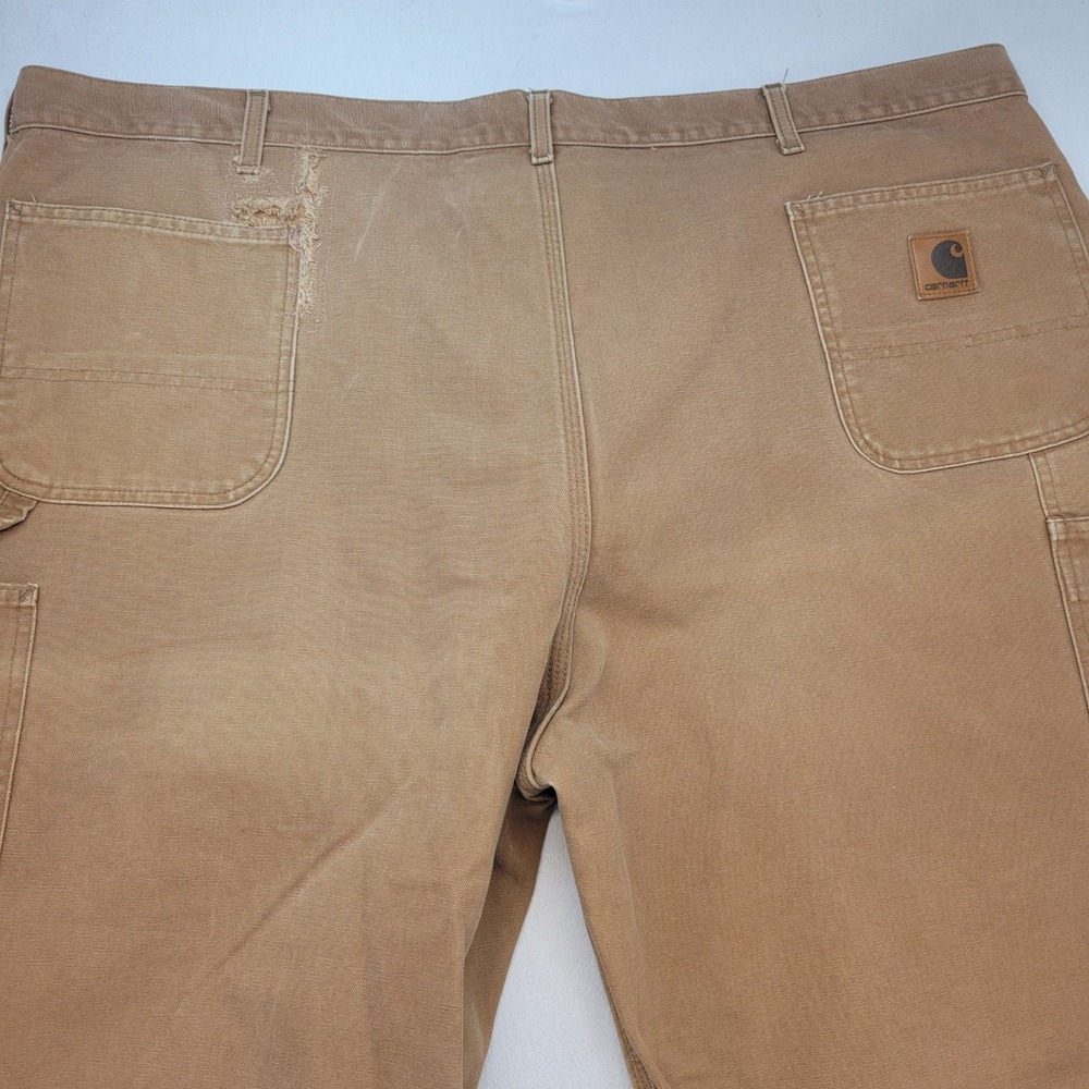 Carhartt Carpenter Pants Mens 50x32 Brown B11 Washed Duck Work Dungaree Utility - Picture 4 of 12